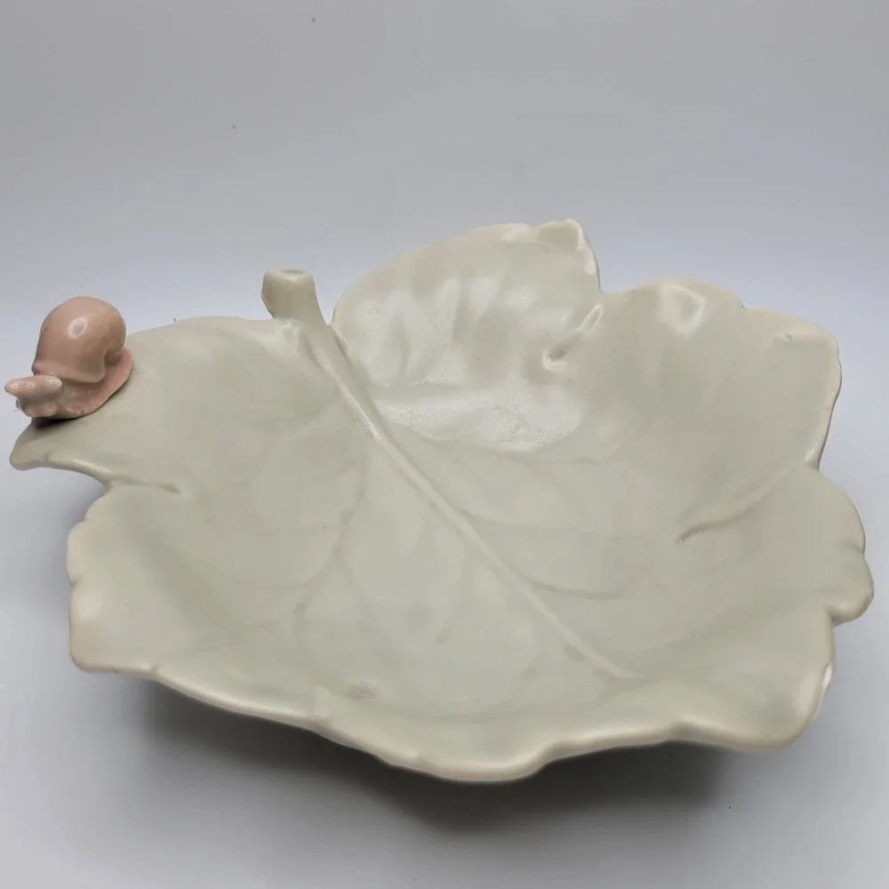 Fitz and Floyd Snail on Leaf Ceramic Dish JAPAN Vintage 1983 Candy Trinket Rings